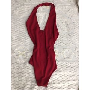 Red Halter Bodysuit